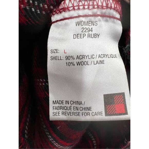 Woolrich Shirt‎ Womens Red Long Sleeve Wool Blend Button-up Plaid Large - Picture 4 of 6